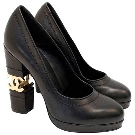 chanel gold black shoes|chanel heels for women.